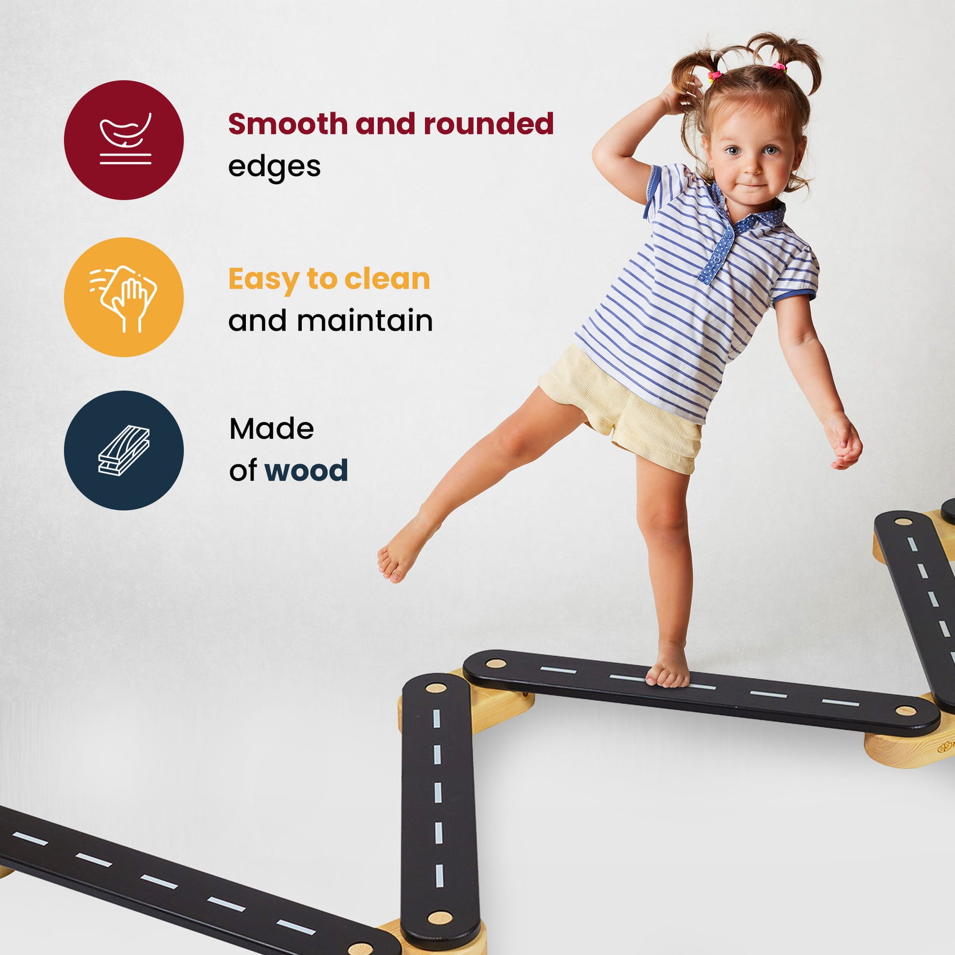 Wooden Balance Beam - 4 Elements