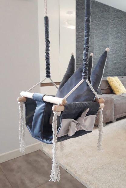 Swing with Crown Shaped Cushion - Grey