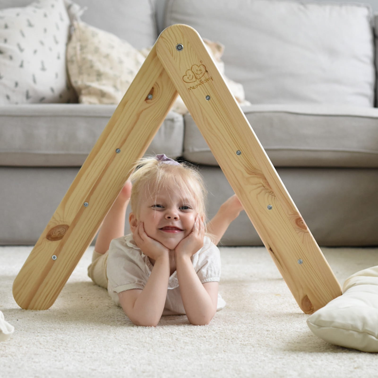 Large Wooden Pikler Ladder - Natural Wood