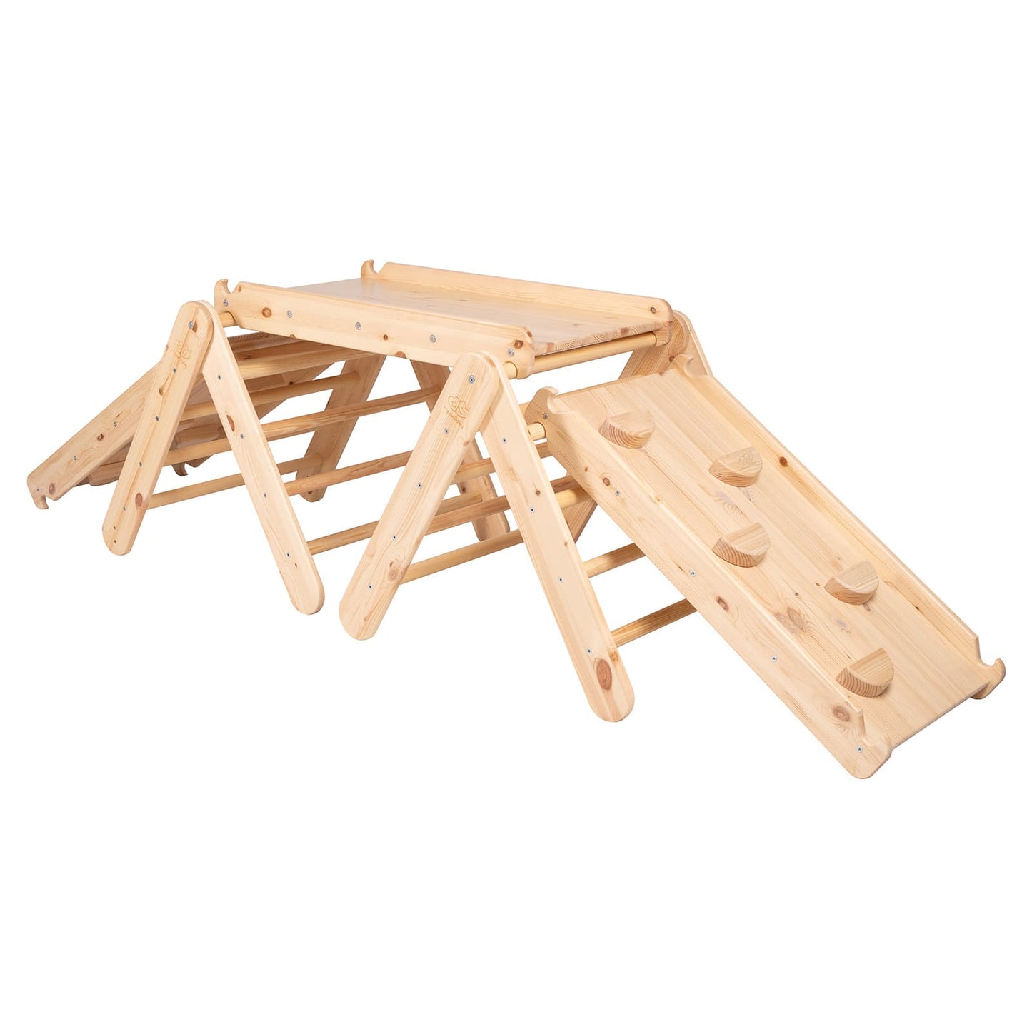 Climbing Triangle With Slide and Climbing Frame - Natural Wood