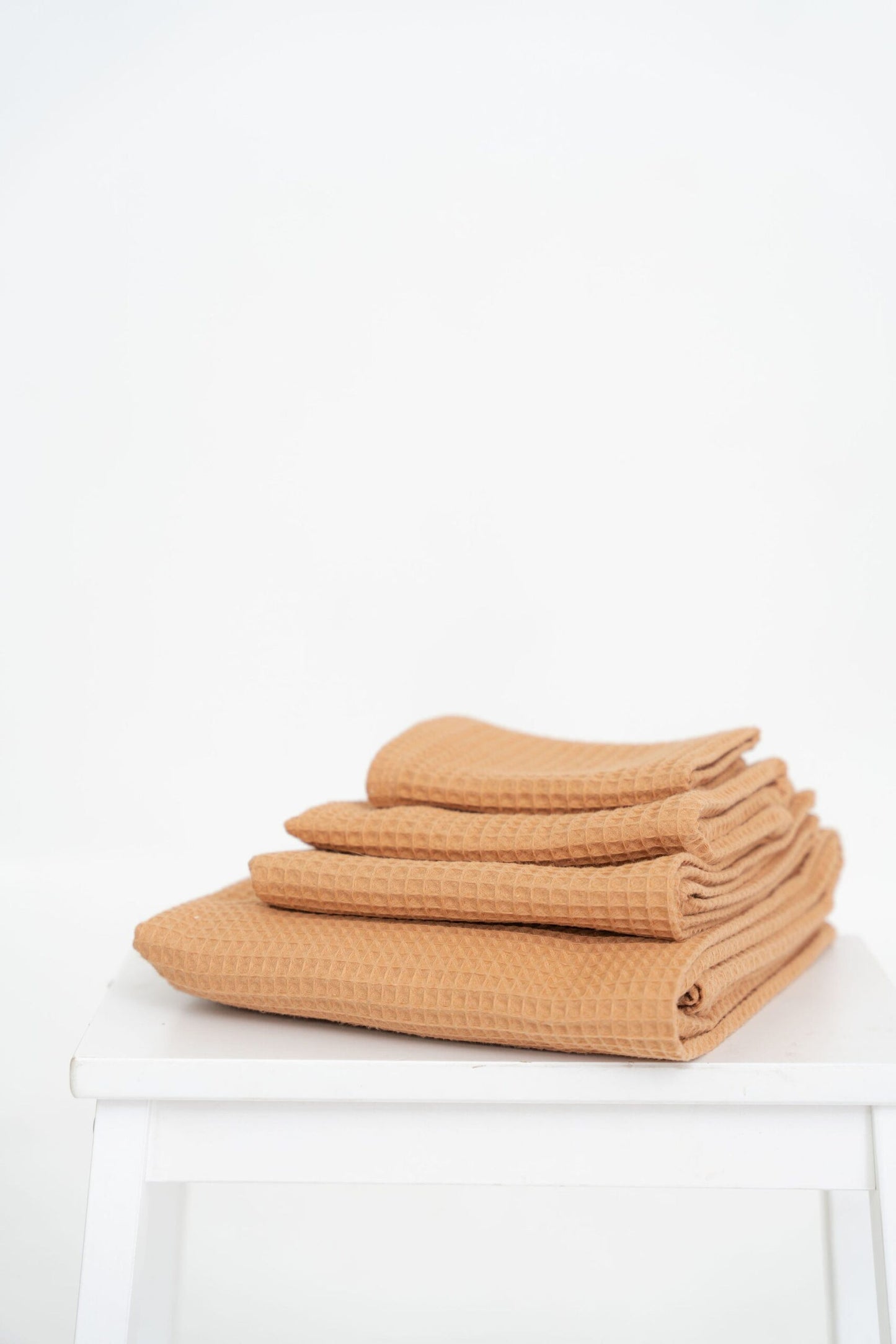 Organic Waffle Cotton Towel - Caramel